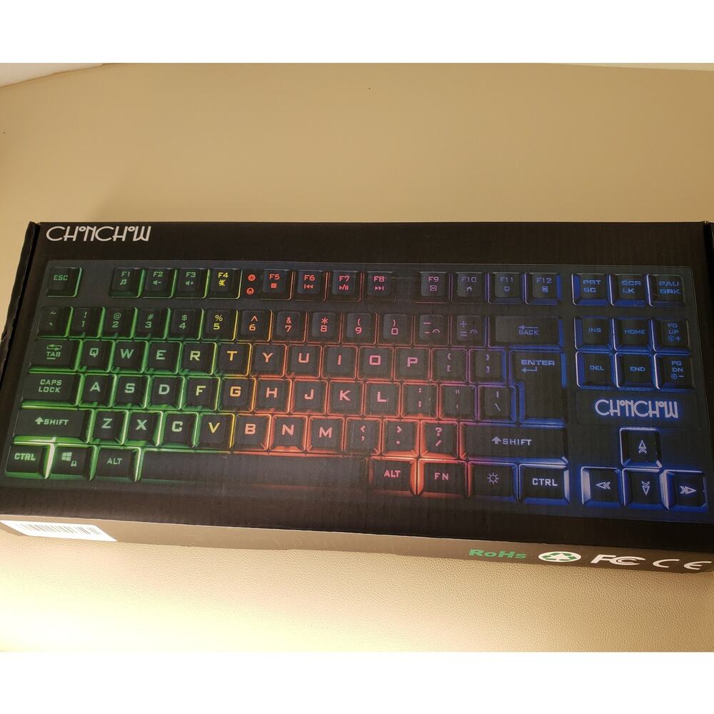 Wireless LED Keyboard, Rechargeable 87 Key RGB LED Backlit Wireless Keyboard